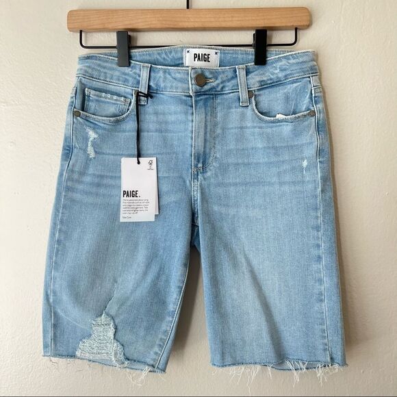 Paige Jax Cut Off Denim Jean Short - Martina Distressed 26 - Picture 4 of 8